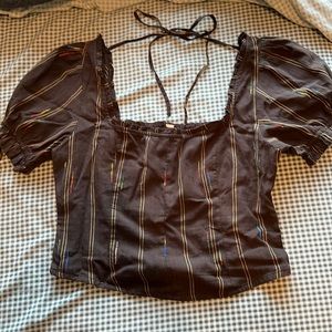 Brown and metallic free people crop top. Sz L Nwot